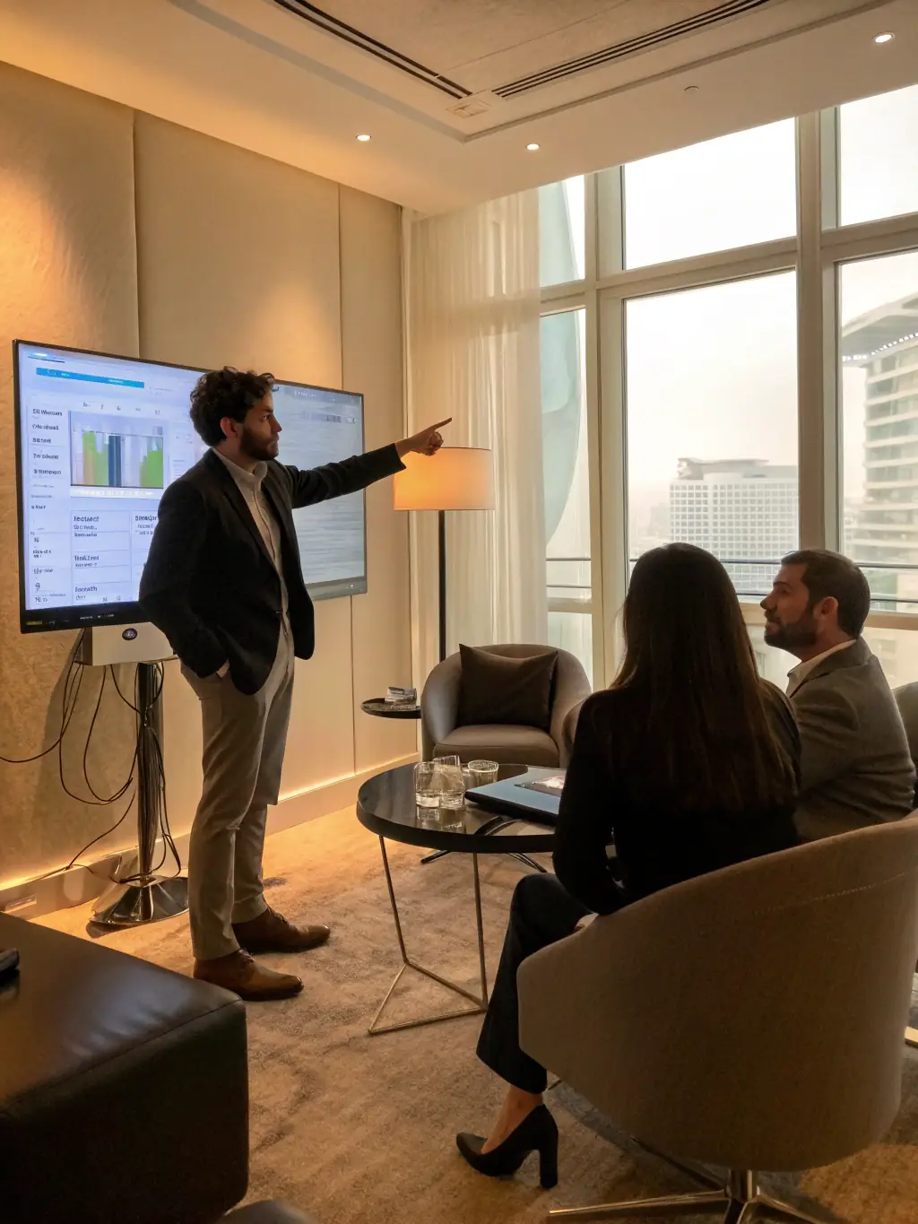 A consultant presenting data-driven insights to a dealership manager, highlighting key performance indicators and areas for improvement.