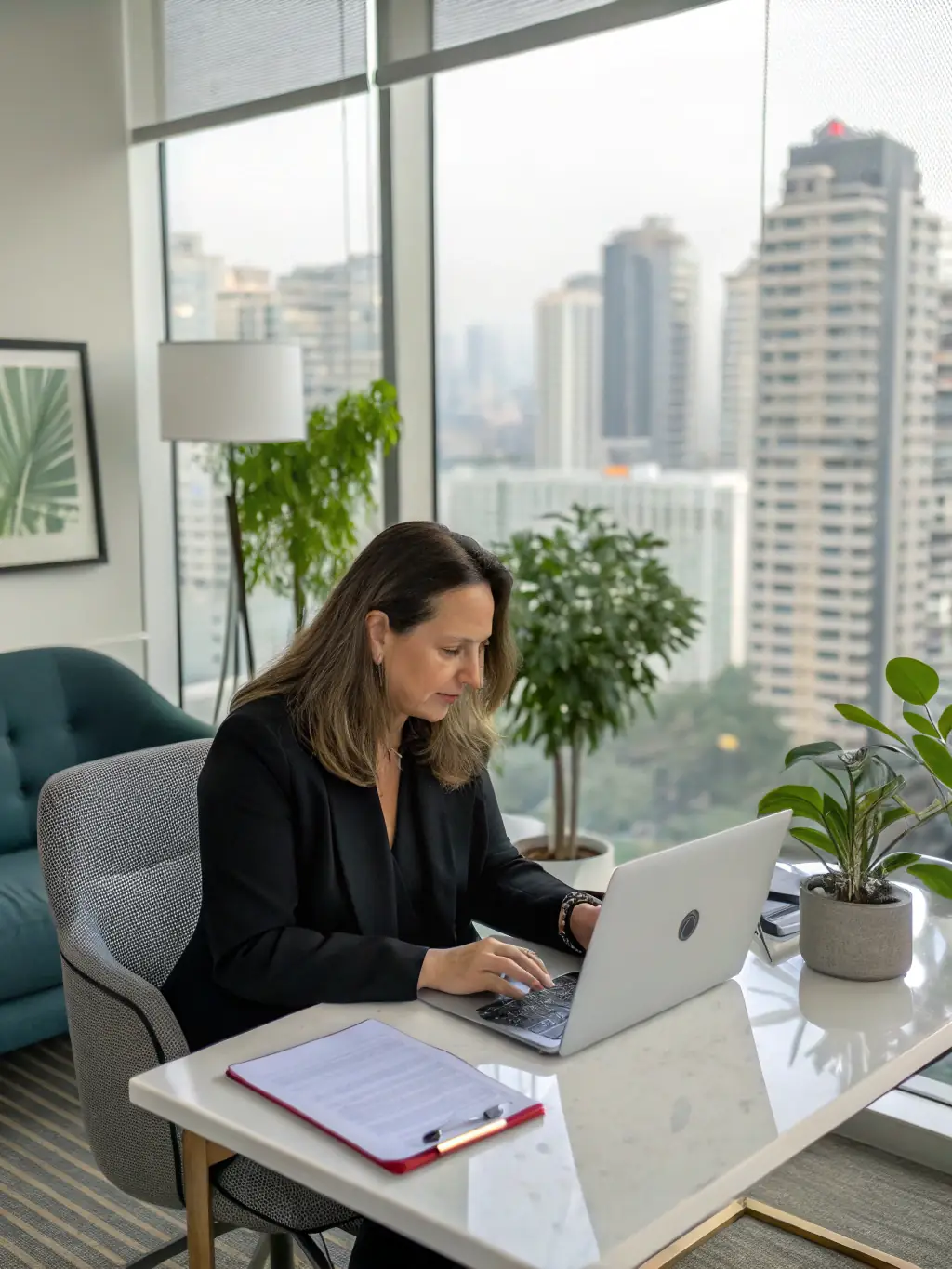 A consultant advising a client on vehicle export strategies, with a world map in the background, symbolizing global reach.