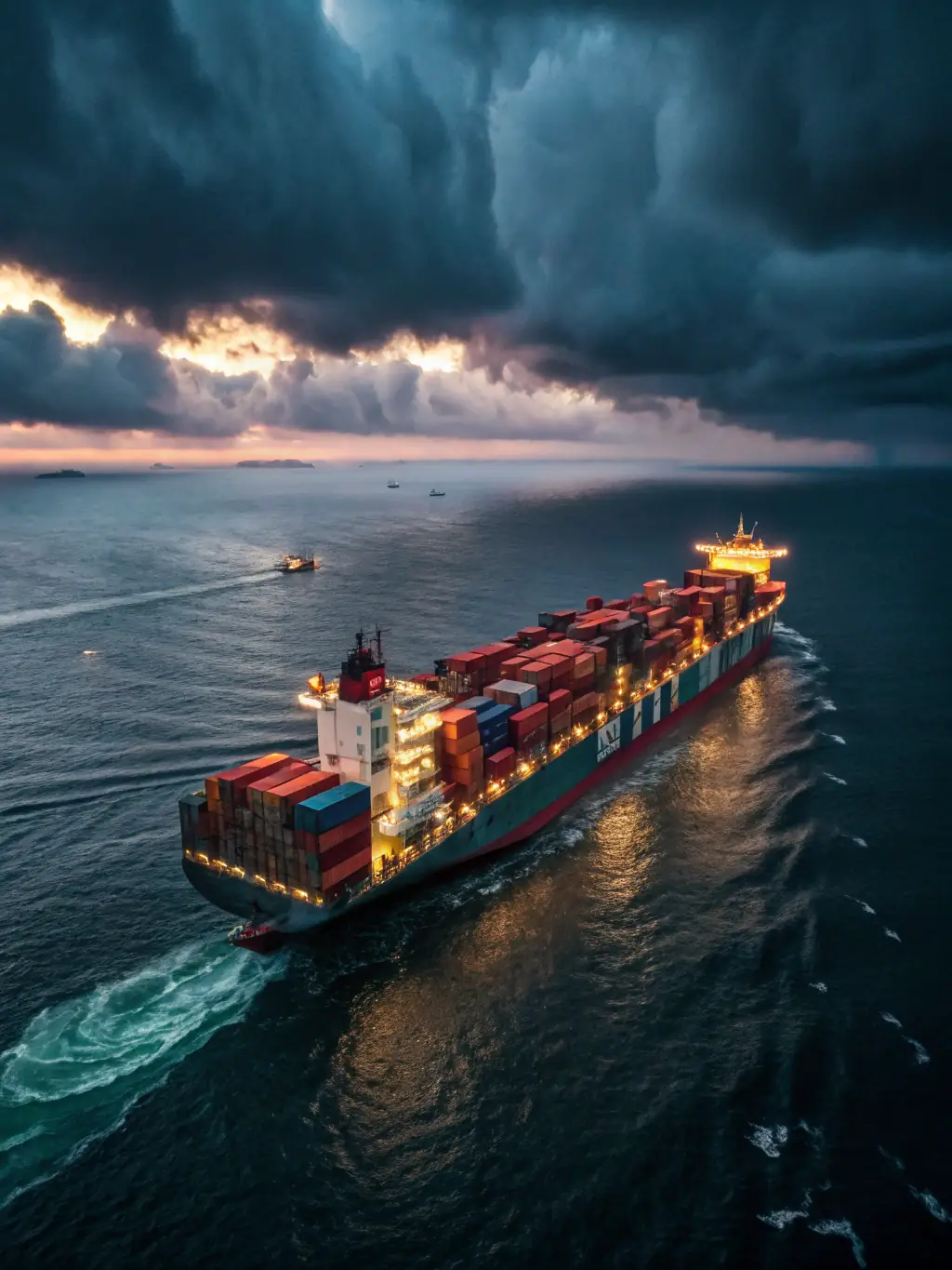 A modern car carrier ship sailing on a calm sea, loaded with various vehicles, symbolizing Ilici LLC's vehicle export consulting services.